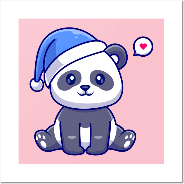 Cute Panda Winter With Beanie Hat Cartoon Wall Art by Catalyst Labs